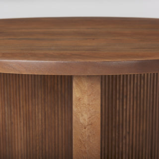 Enzo 32" Round Tabletop With Fluted Wood Base Foyer Accent Table
