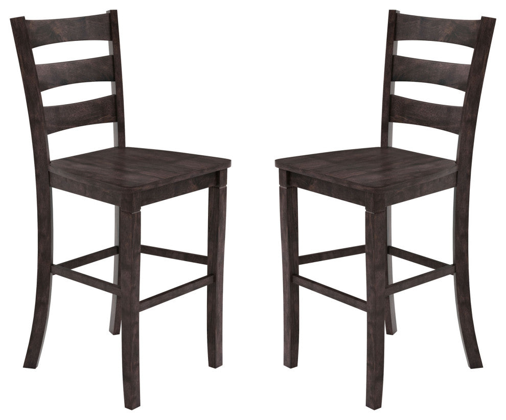 Set of 2 29" High Ladderback Counter Height Barstool, Gray Wash Walnut