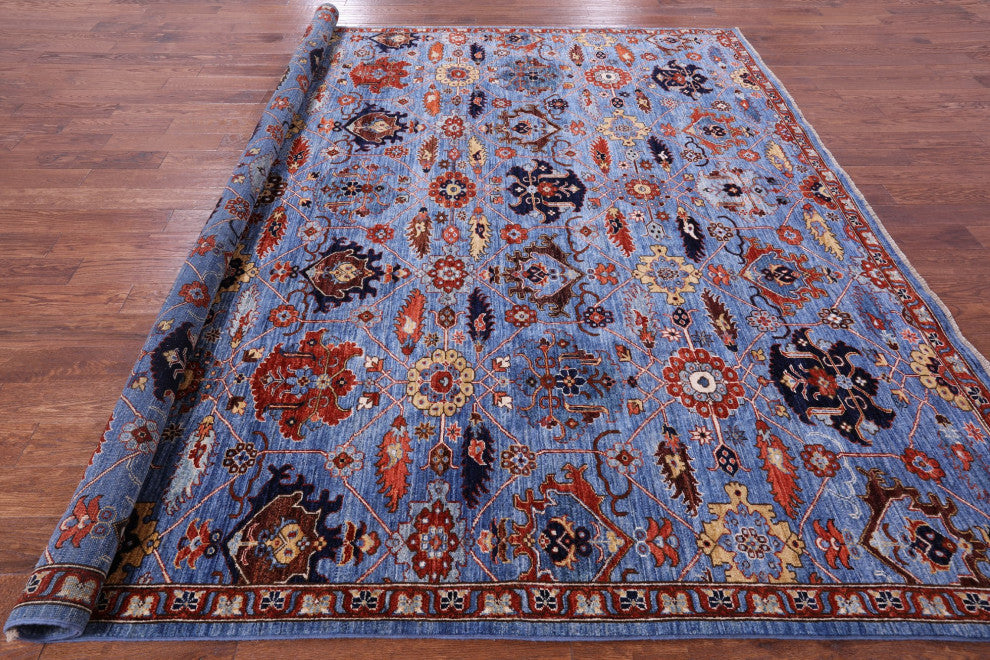 10' Square Persian Fine Serapi Handmade Wool Rug - Q12873