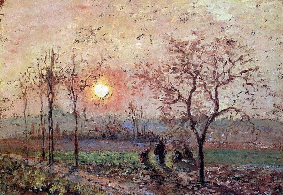 Camille Pissarro Sunset, Gallery Wrapped Canvas Print, 18"x27"