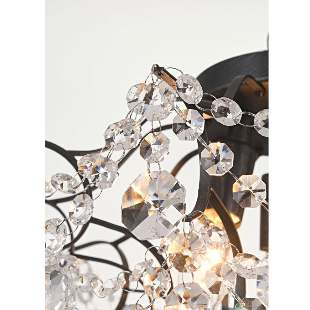 Jamie 3-Light Crystal Flush Mount, Antique Black Finish