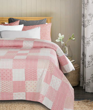 Soft Pink Kantha Coverlet, King 9'2"x8'