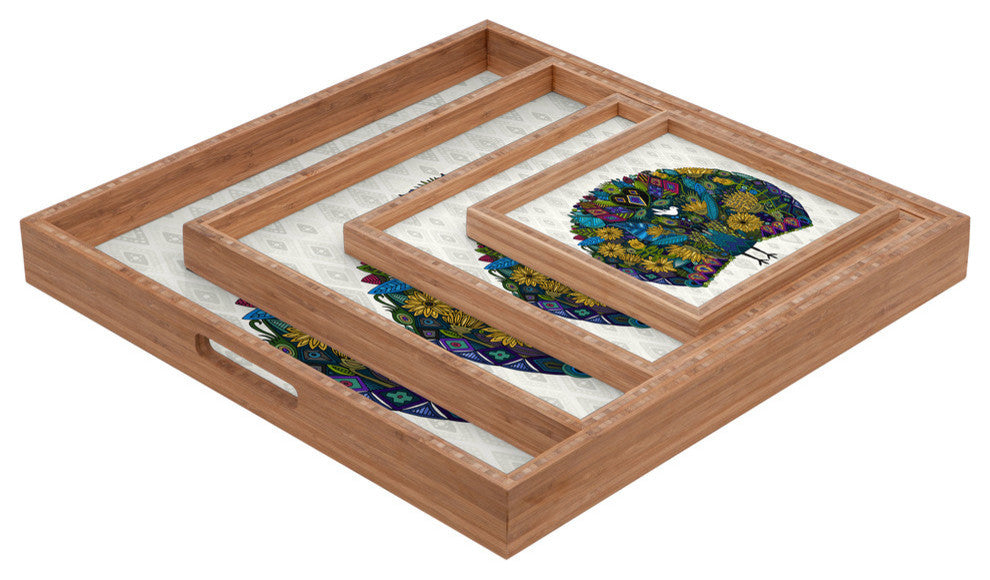 Deny Designs Sharon Turner Peacock Garden Square Tray