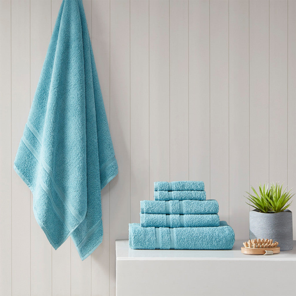 510 Design Aegean Turkish Cotton 500gsm 6-Piece Bathroom Towel Set, Blue