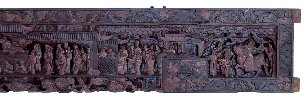Chinese Dimensional Opera People Horses Carving Wood Wall Panel Hws3078