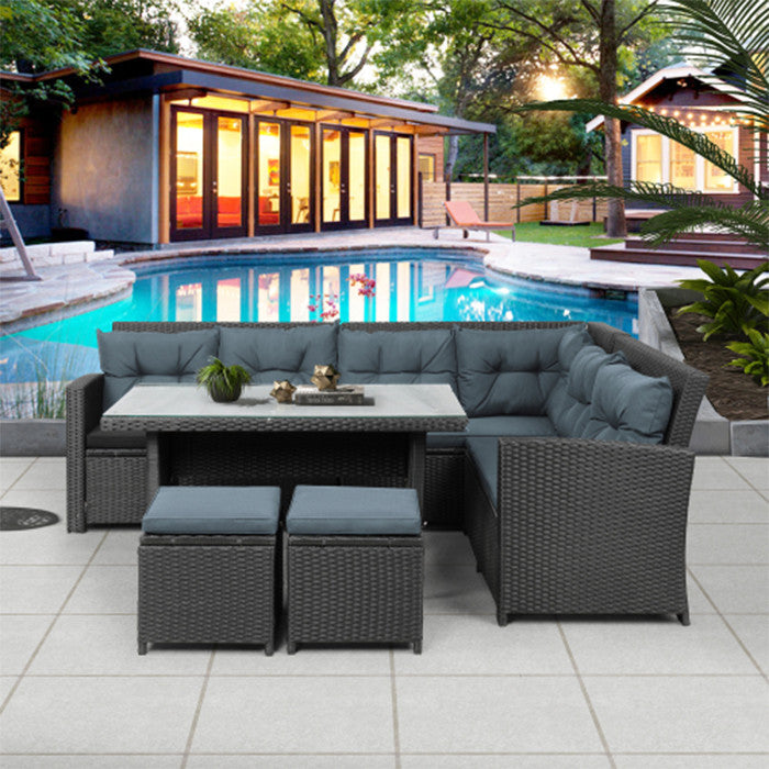 6 Piece Pool Furniture Set Outdoor Sectional Sofa Outdoor Patio Set