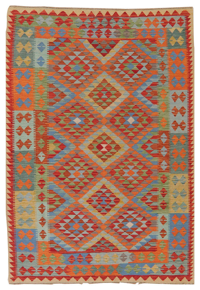 Turkish Flat-Woven Oriental Traditional Kilim Southwestern Area Rug, 7'10"X5'5"