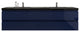 Belli 84" Double Sink Wall Mount Vanity Set, High Gloss Night Blue, Matt Black Top