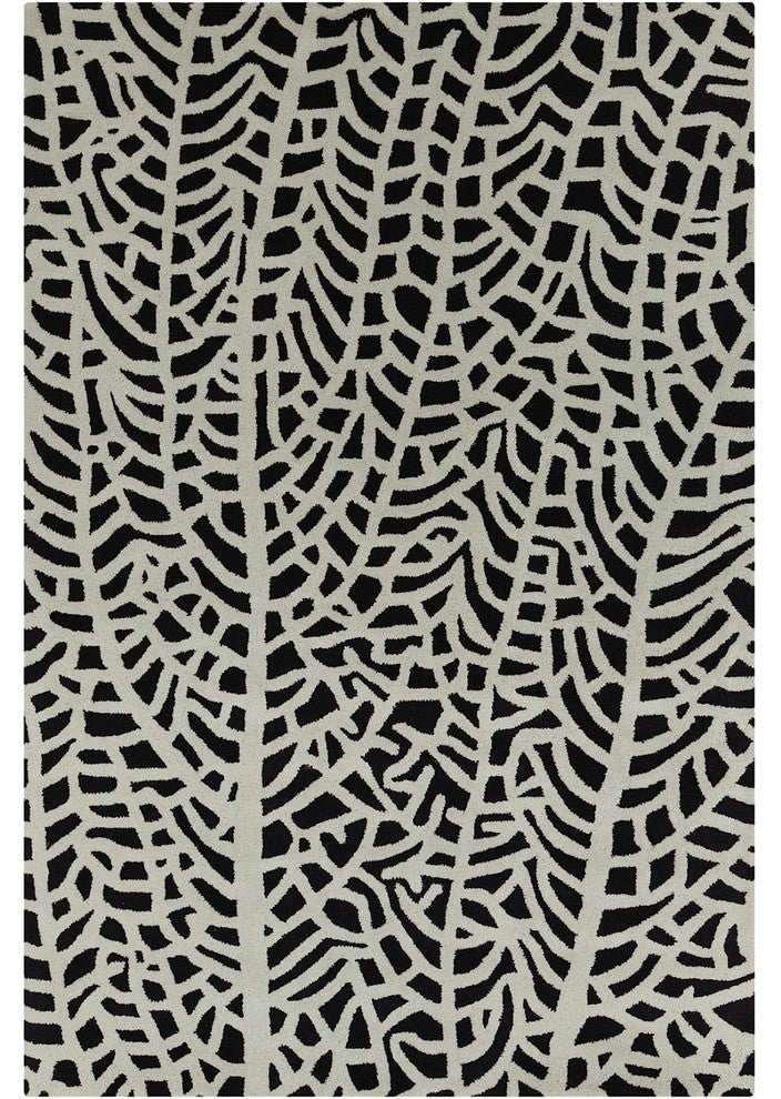 Stella Contemporary Area Rug, Black and Ivory, 8'x10'