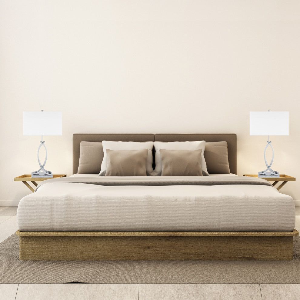 Unity in Chrome LED Table Lamp with USB Charger