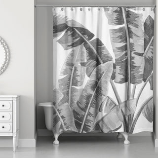 Painted Tropical Leaves 2 71x74 Shower Curtain