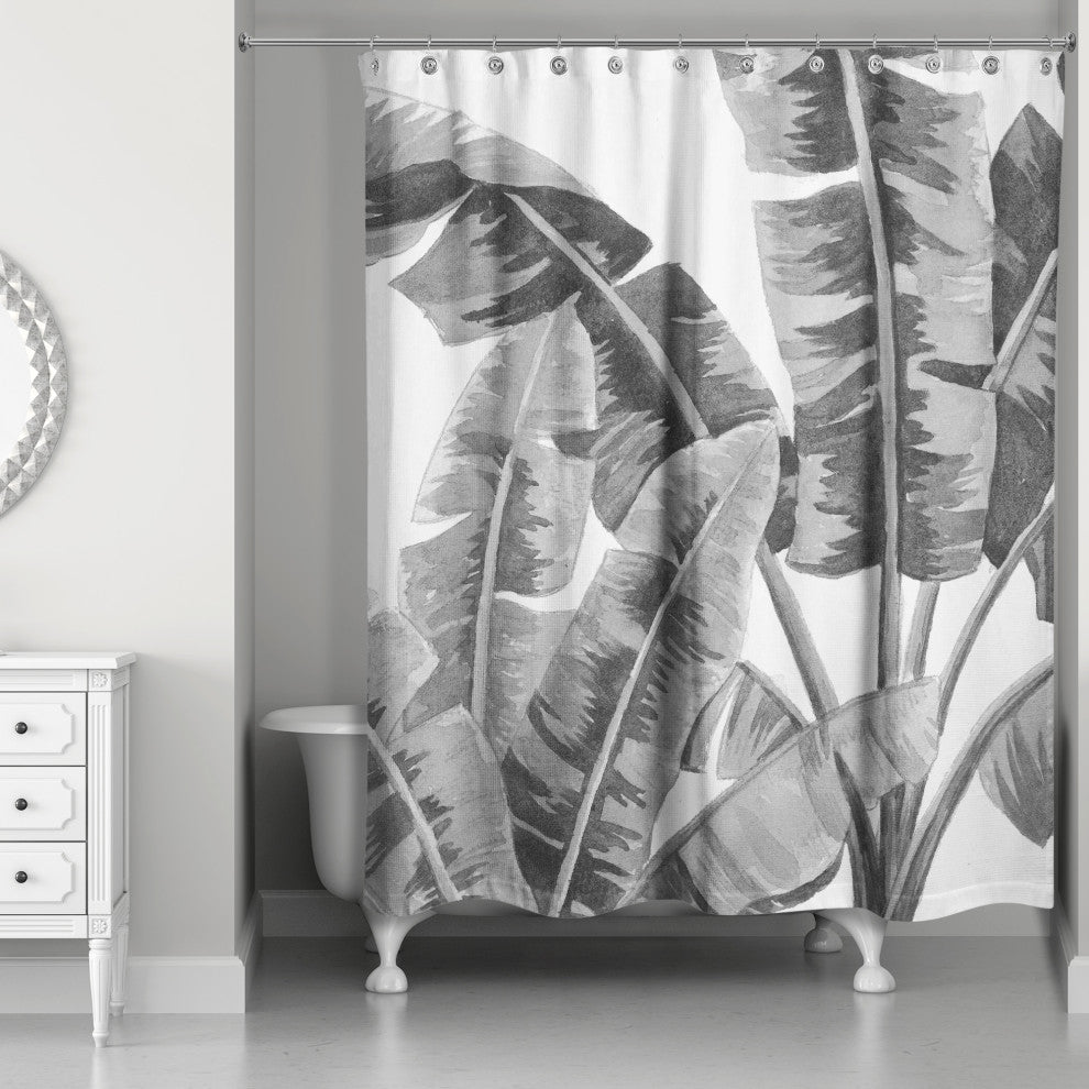 Painted Tropical Leaves 2 71x74 Shower Curtain