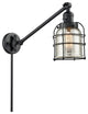 Small Bell Cage 1-Light Swing Arm, Matte Black, Silver Plated Mercury