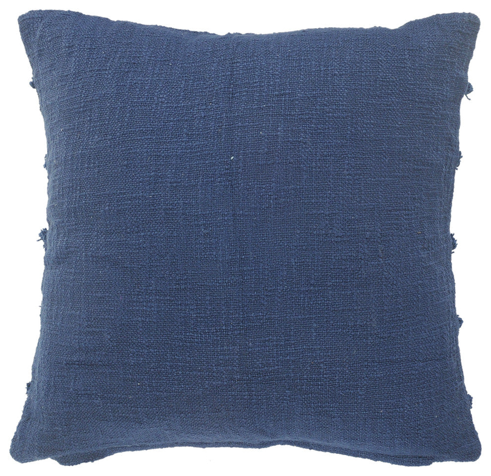 Overtufted Solid Throw Pillow, Deep Blue