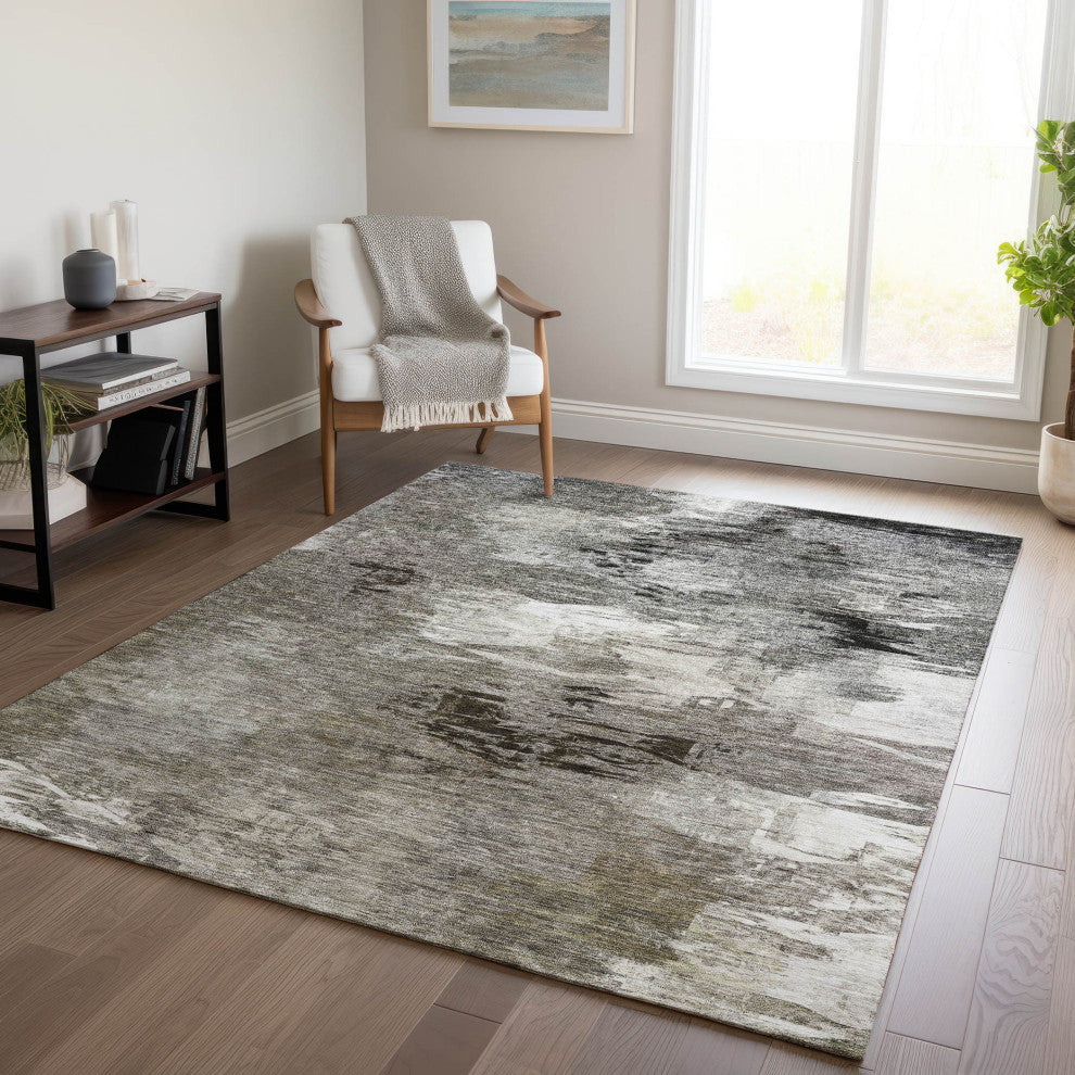 Machine Washable Indoor/Outdoor Chantille ACN597 Taupe 3' x 5' Rug