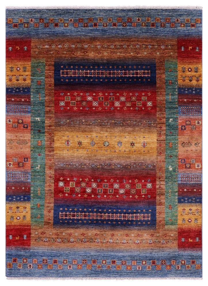 Tribal Persian Gabbeh Hand Knotted Rug 5' 7" X 7' 10" Q4933