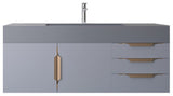 CastelloUSA Amazon 48" Wall Mounted Vanity Set, Gray, Gray Top, Gold Handles