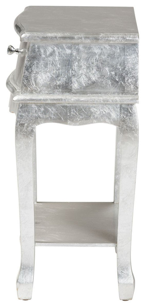 Harriet Classic and Traditional Silver Finished Wood 1-Drawer Nightstand