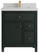 Sonoma 30 Single Sink Reeded Bath Vanity in Dark Forest Green 2" Carrara Quartz