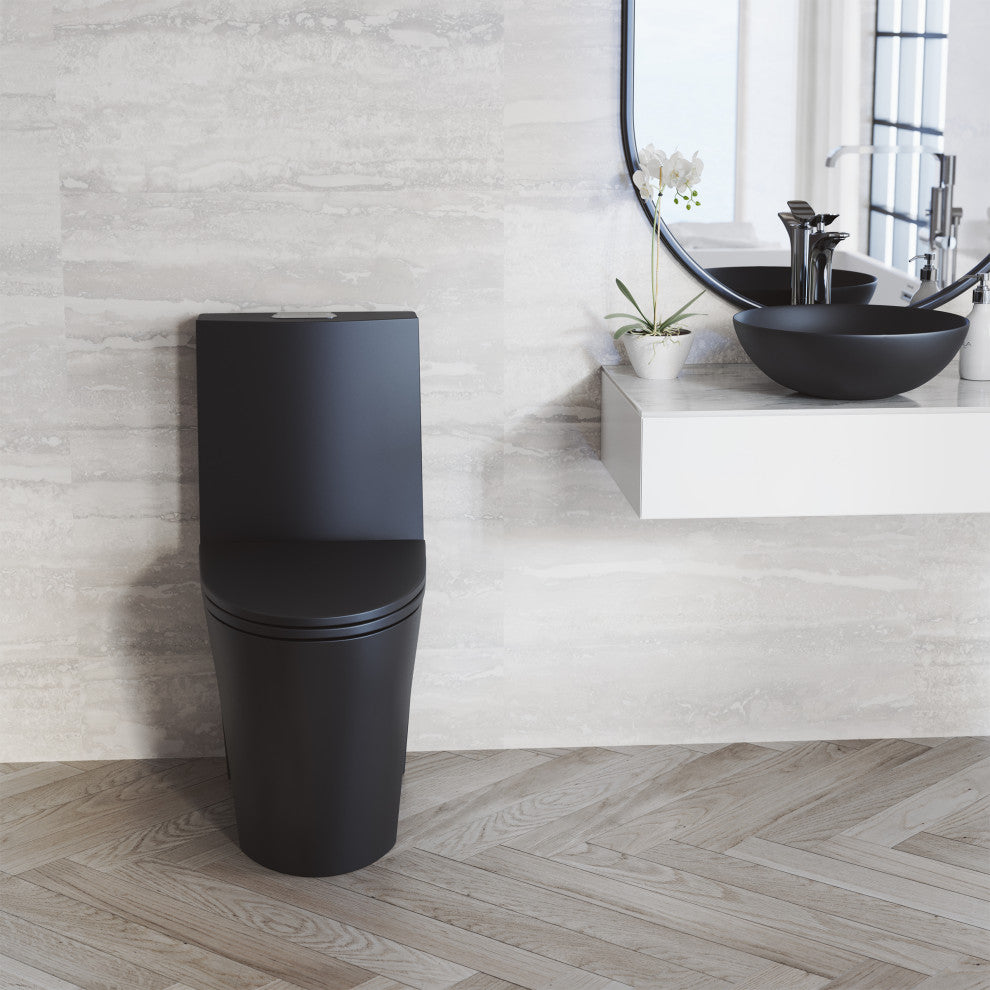 St. Tropez Elongated Toilet, Dual Vortex Flush, Matte Black