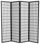 6'' Tall Window Pane Shoji Screen, Black, 4 Panels