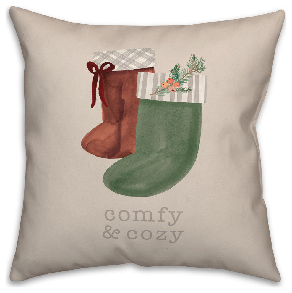 Comfy Cozy Stockings 4 18x18 Spun Poly Pillow