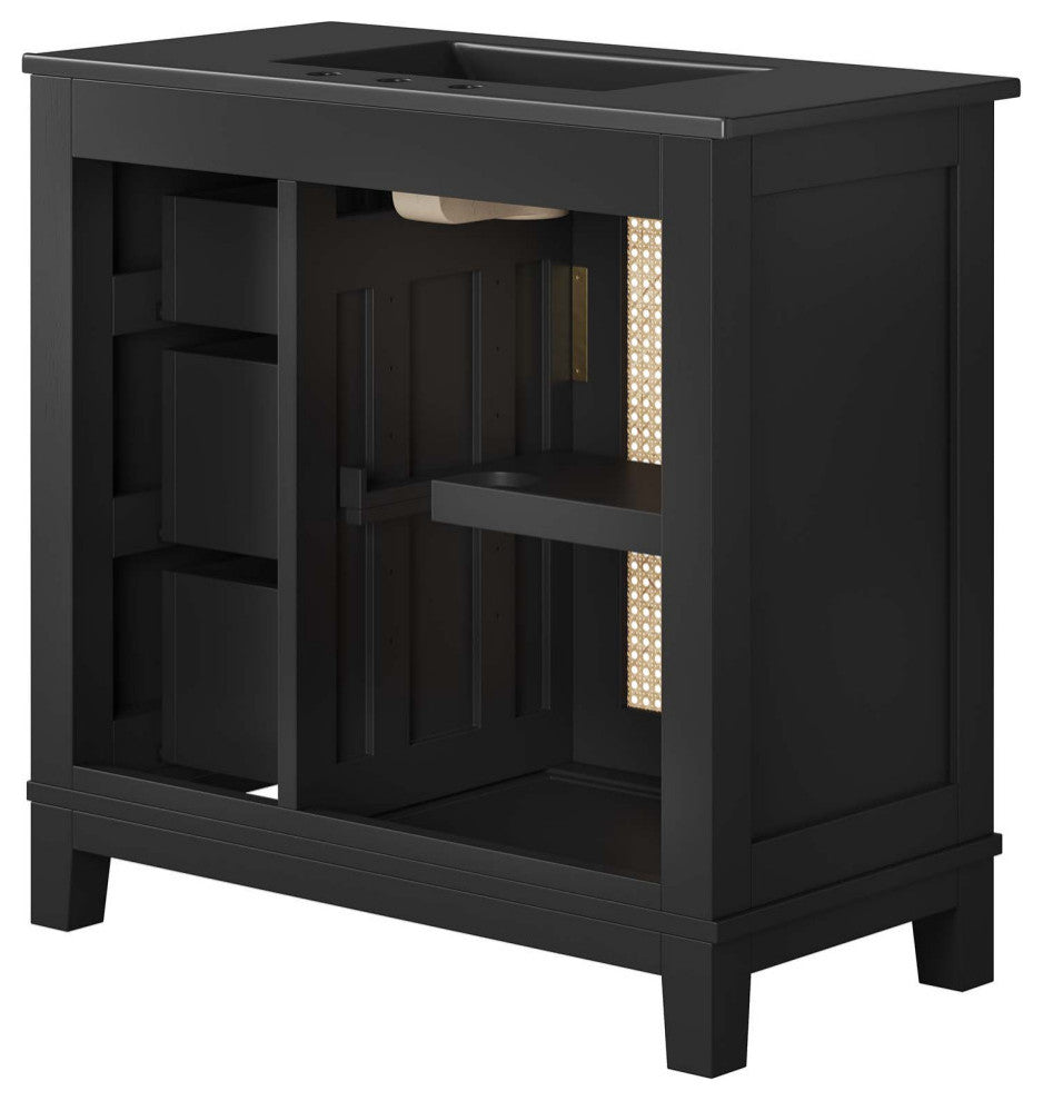 Dixie 36" Solid Wood Bathroom Vanity Cabinet, Black Black