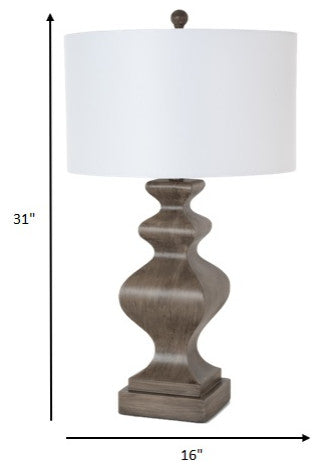 Set of 2 Ash Gray Curvy Table Lamps