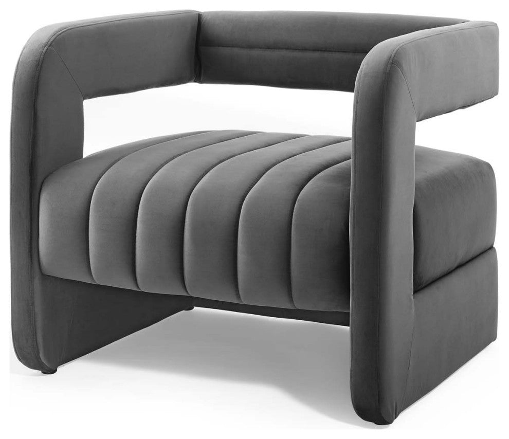 Armchair Accent Chair, Set of 2, Velvet, Dark Gray, Modern, Lounge