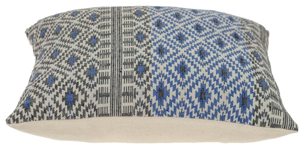 Gray and Blue Aztec Diamond Throw Pillow