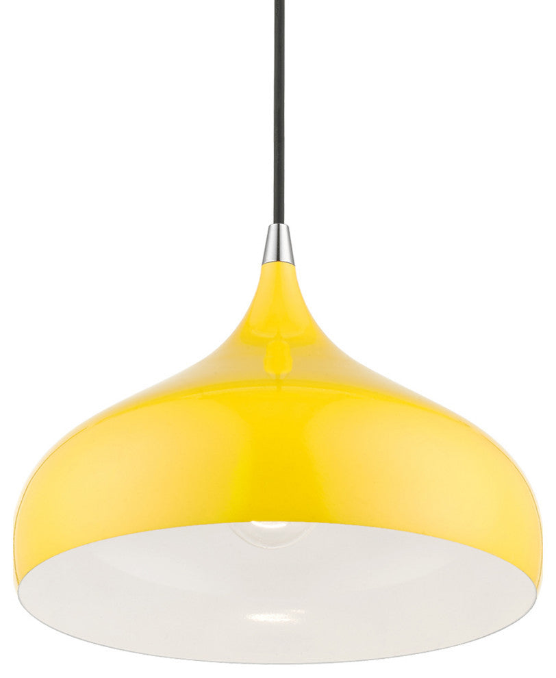 Amador 1 Light Shiny Yellow With Polished Chrome Accents Pendant