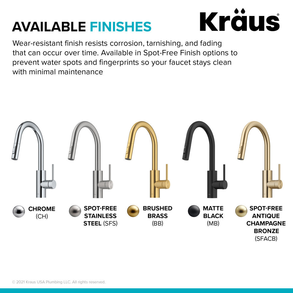 Oletto Pull-Down 1-Hole Kitchen Faucet, Spot Free Stainless Steel