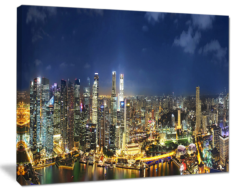 "Singapore Skyscrapers" Panorama Cityscape Canvas Print20"x12"
