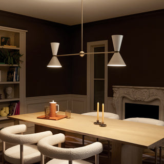 Phix 4 Light Chandelier Linear, Single, Champagne Bronze and Greige