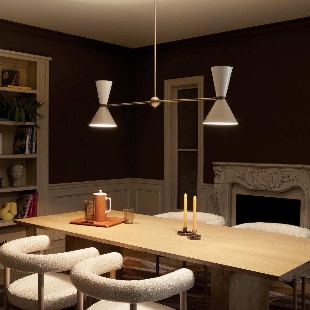 Phix 4 Light Chandelier Linear, Single, Champagne Bronze and Greige