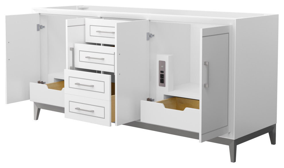 Marlena 72" Double Vanity, No Top, No Sink, Nickel Trim