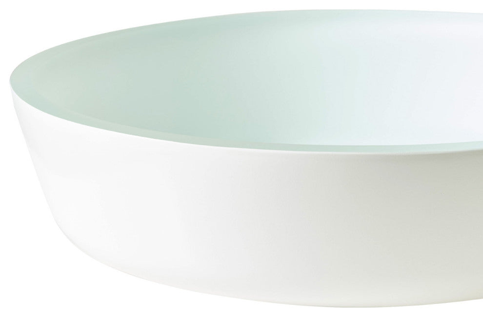 Circular Vessel Bathroom Sink without Faucet, White