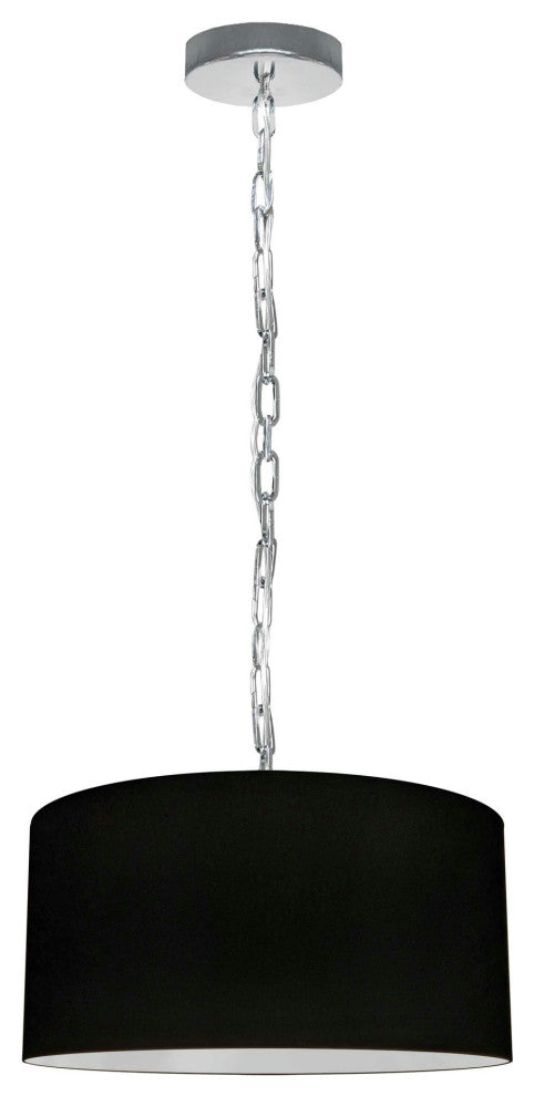 1 Light Small Braxton Polished Chrome Pendant w/ Black Shade