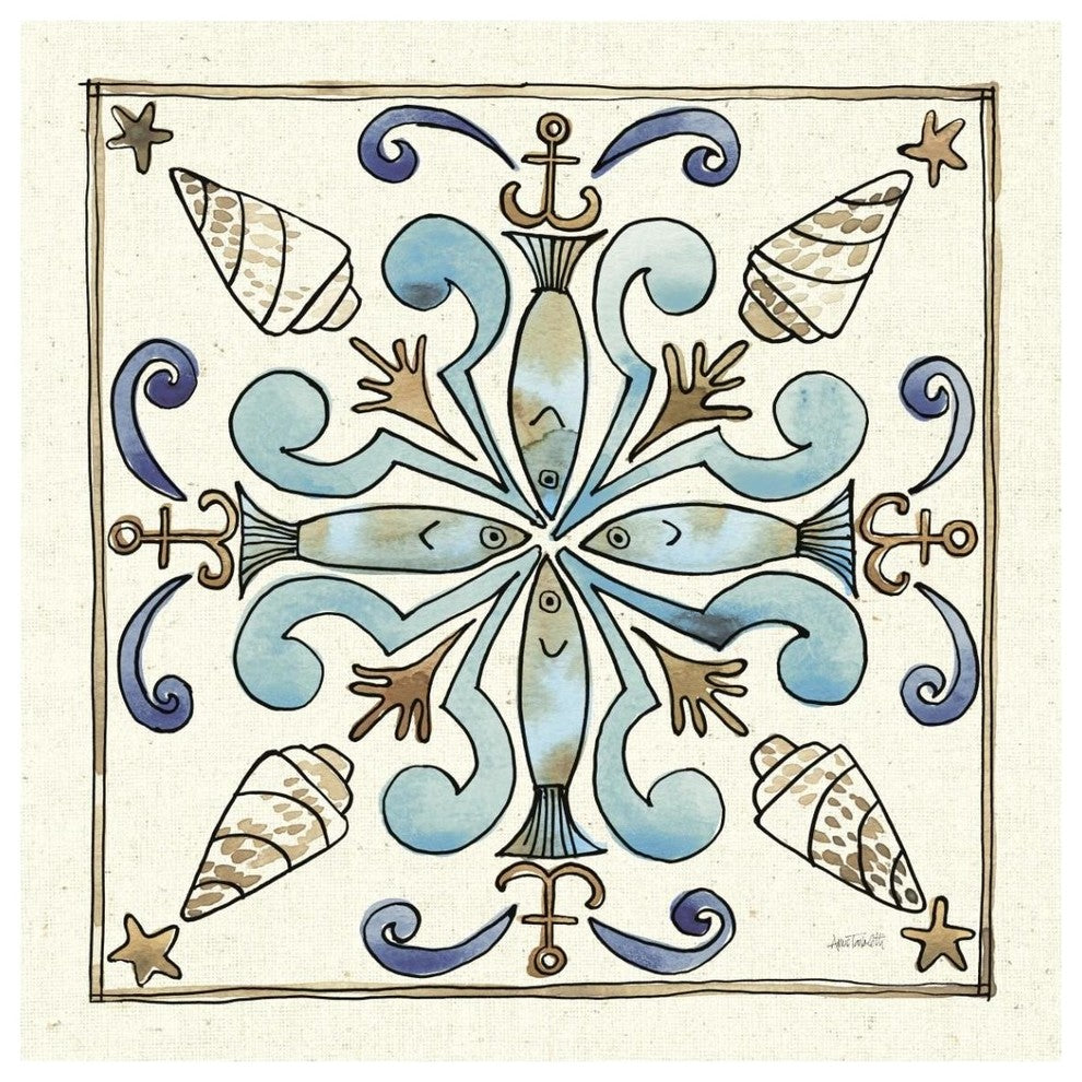 "Coastal Breeze Tile IV" Digital Paper Print by Anne Tavoletti, 42"x42"
