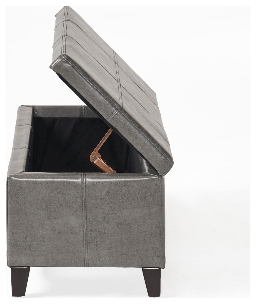 GDF Studio Sarelia Bonded Leather Storage Ottoman Bench