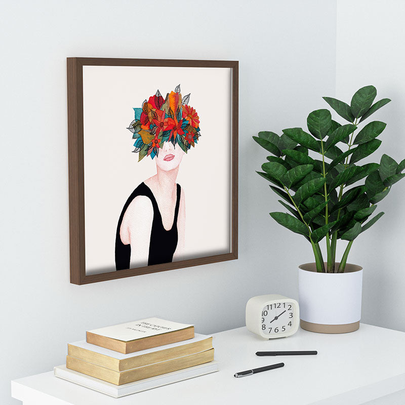Viviana Gonzalez Woman In Flowers Watercolor 3 Recessed Framing Square