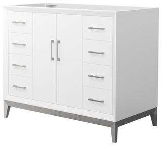 Amici 42" White Single Vanity, No Top, No Sink, Brushed Nickel Trim