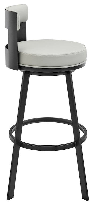Flynn Swivel Counter or Bar Stool in Faux Leather and Metal