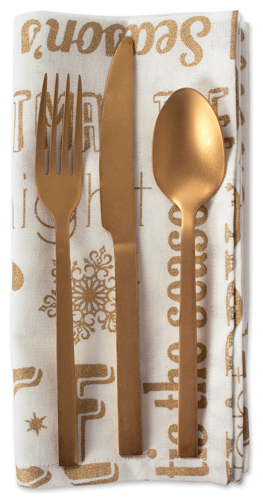 DII Gold Christmas Collage Napkin, Set of 6