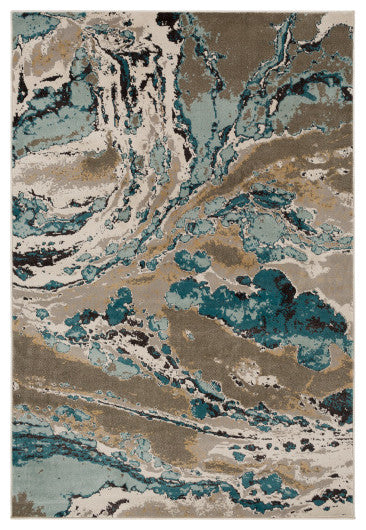 Surya Steinberger SIB-1017 5'3"x7'7" Rug, Camel/Taupe/Dark Brown/Sage/Aqua/Cream
