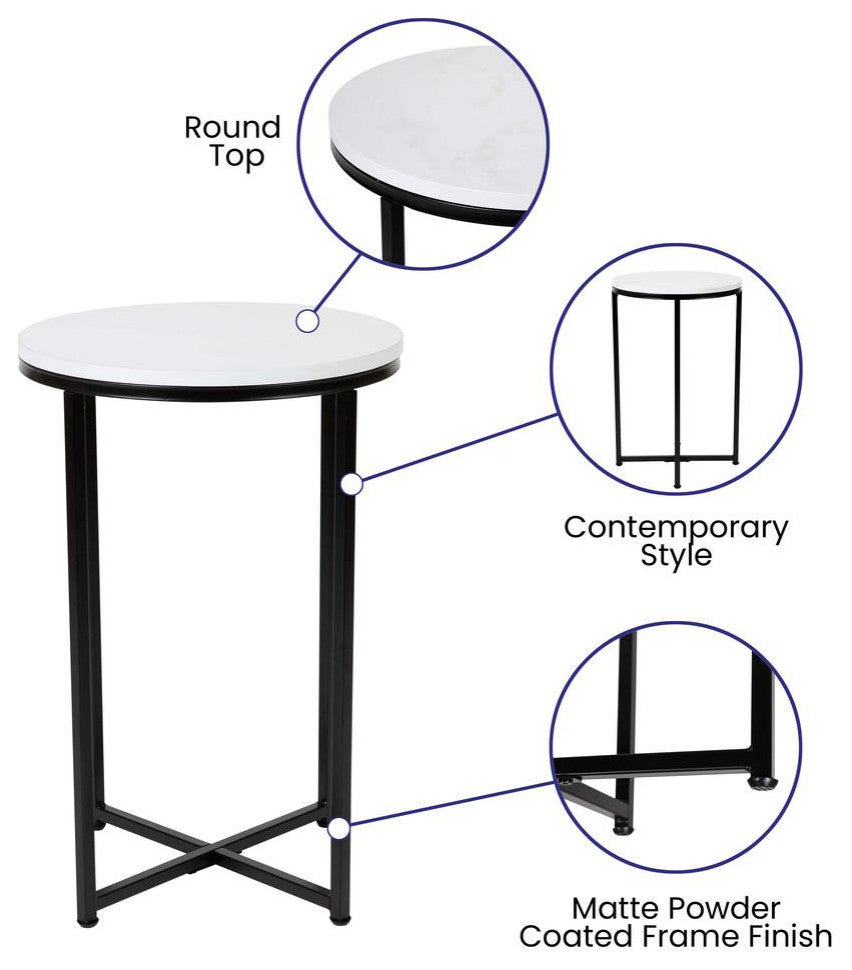 Hampstead Collection End Table - Modern White Finish Accent Table with...