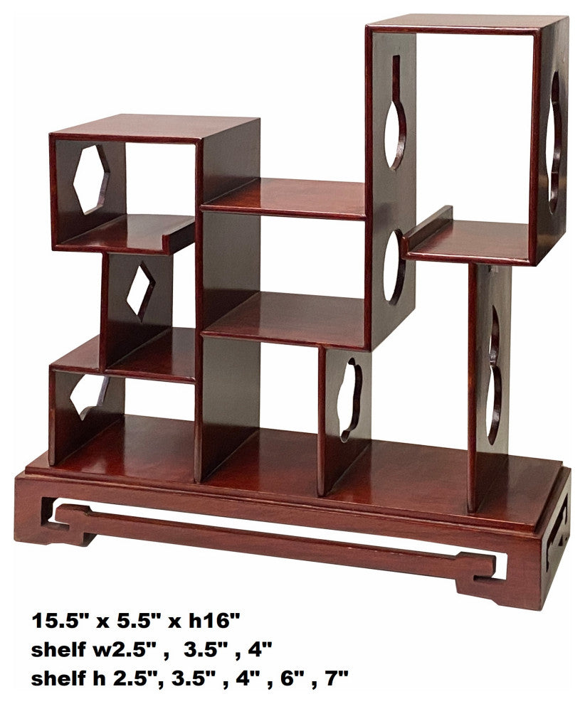 Chinese Brown Mahogany Rectangular Small Curio Display Stand Hws1752