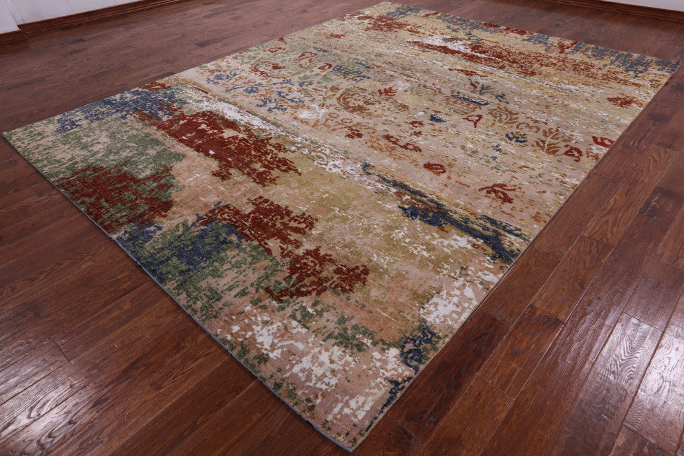 8' 11" X 11' 11" Persian Hand-Knotted Wool and Silk Rug Q6345