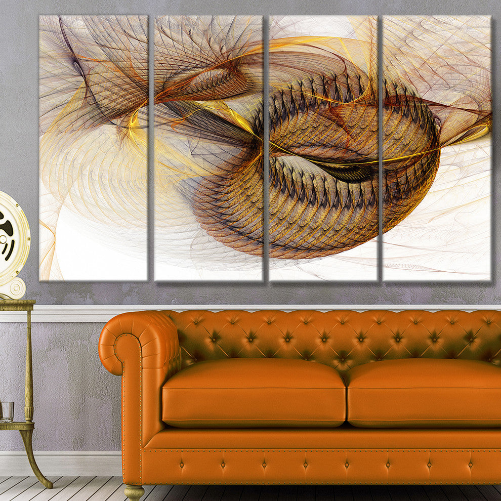 Abstract Brown Spiral Texture, Abstract Wall Art Canvas, 48"x28", 4 Panels
