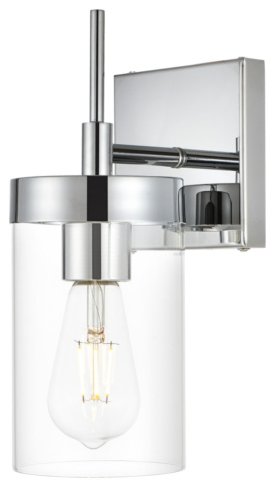 1 Light Chrome And Clear Bath Sconce